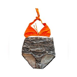 Women’s high waisted bikini bottom and triangle tie top mix brand set